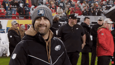 Man In Beanie With Eagles Logo GIF
