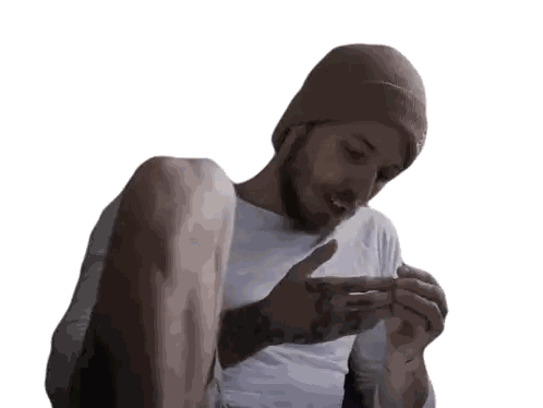 Man In Beanie With Hand Tattoo Sticker