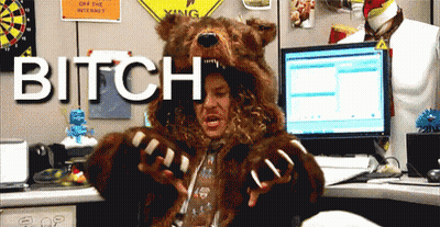 Man In Bear Costume Says Bitch GIF