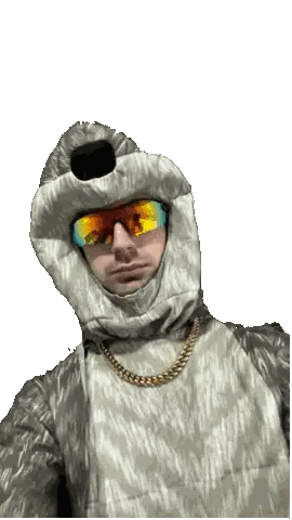 Man In Bear Costume With Sunglasses And Gold Chain Sticker