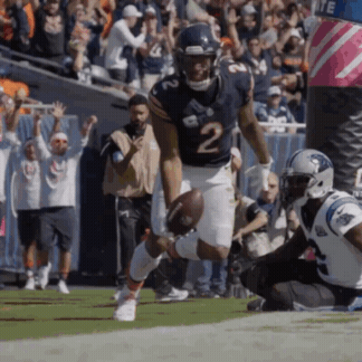 Man In Bears Helmet Giving Middle Finger On Football Field GIF