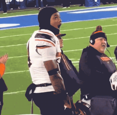 Man In Bears Jersey Stands On Field GIF