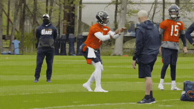 Man In Bears Jersey Talking On Field GIF