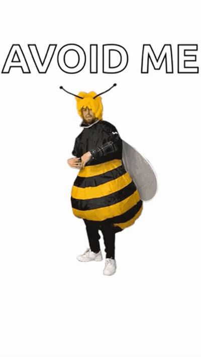 Man In Bee Costume Avoid Me GIF