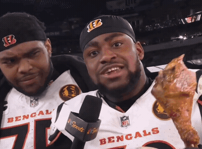 Man In Bengals Jersey Holding Turkey Leg GIF