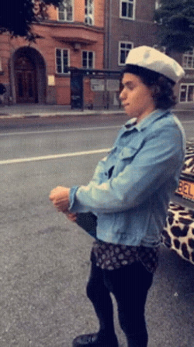 Man In Beret And Denim Jacket GIF