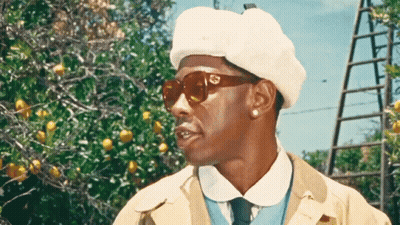 Man In Beret And Sunglasses In Front Of Tree GIF