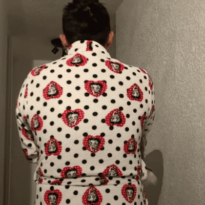 Man In Betty Boop Polka Dot Robe GIF