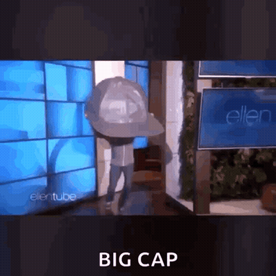 Man In Big Hat In Front Of Ellentube Sign GIF
