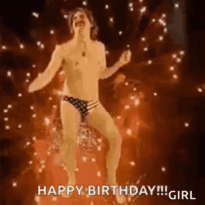 Man In Bikini Dancing Saying Happy Birthday!!! Girl GIF