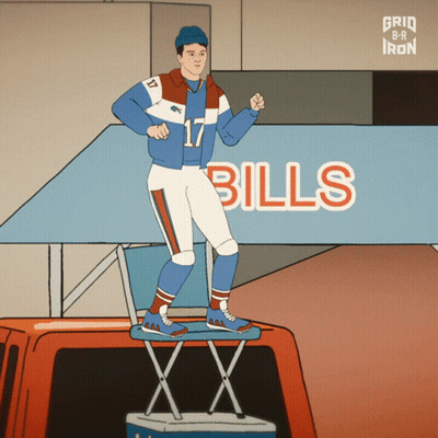 Man In Bills Jersey Standing On Cooler GIF