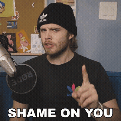 Man In Black Adidas Hat Says Shame On You GIF