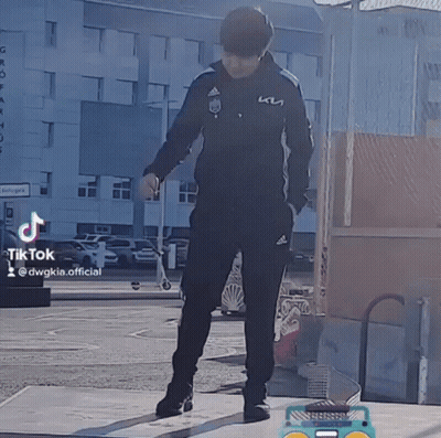 Man In Black Adidas Jacket Next To Boombox GIF