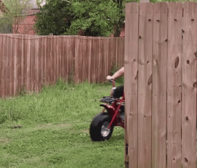 Man In Black Adidas Shirt Riding Red Mini Bike GIF