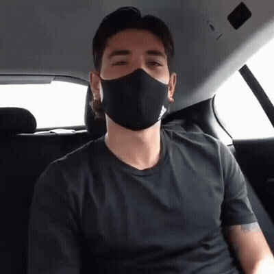 Man In Black Adidas Shirt Sitting In Car GIF