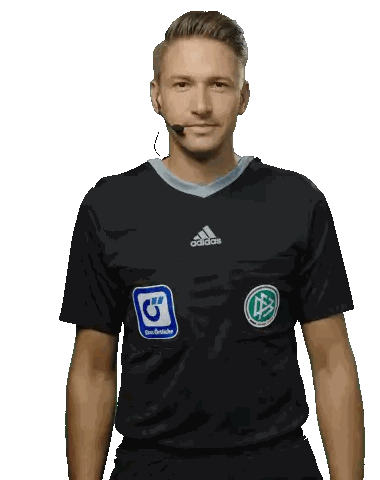Man In Black Adidas Shirt With Microphone Sticker
