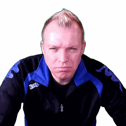Man In Black And Blue Kappa Jacket Looks Angry Sticker