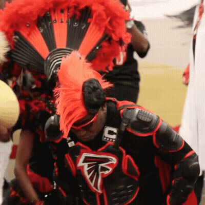 Man In Black And Red Outfit With Letter F GIF