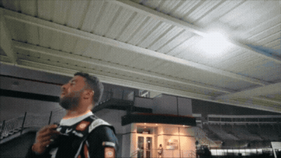 Man In Black And White Shirt With Letter V GIF