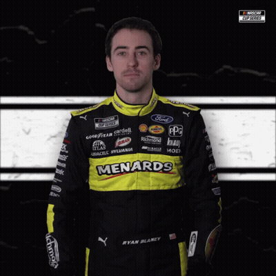 Man In Black And Yellow Menards Racing Suit GIF