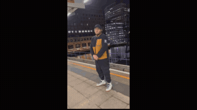 Man In Black And Yellow Timberland Jacket GIF