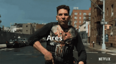 Man In Black Ares Shirt GIF