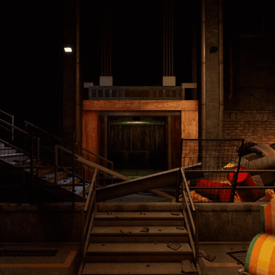 Man In Black Beret Looking Up At Laboratorio Sign GIF