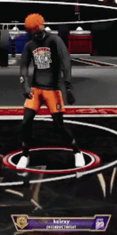 Man In Black Brooklyn Shirt Dancing On Basketball Court GIF