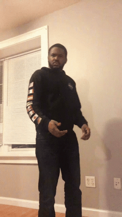 Man In Black Champion Hoodie GIF
