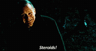 Man In Black Coat Saying Steroids GIF