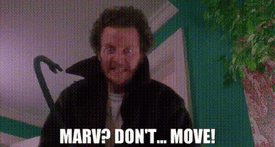 Man In Black Coat Says Marv Don't Move GIF