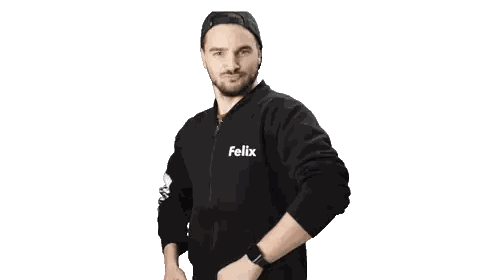 Man In Black Felix Sweatshirt Flexing Arm Sticker