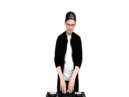 Man In Black Hat And Glasses DJing Sticker