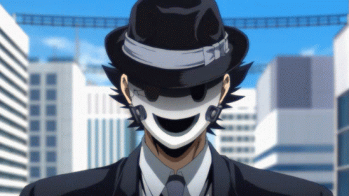 Man In Black Hat And White Smiling Mask GIF
