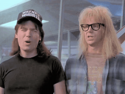 Man In Black Hat Saying Wayne's World GIF