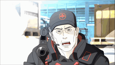Man In Black Hat With Red Circle Holding Gun GIF