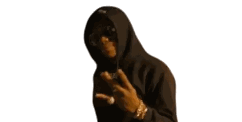 Man In Black Hoodie And Sunglasses Giving Peace Sign Sticker