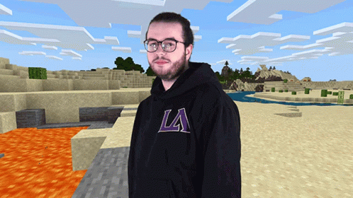 Man In Black Hoodie In Minecraft Scene GIF