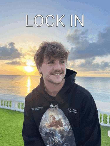 Man In Black Hoodie Lock In Above Ocean GIF