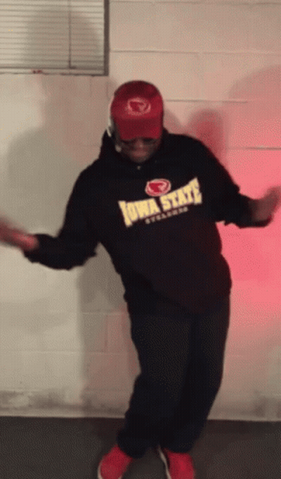 Man In Black Iowa State Sweatshirt Dancing GIF