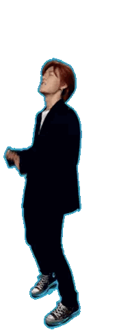 Man In Black Jacket And Jeans Reaching Up Sticker