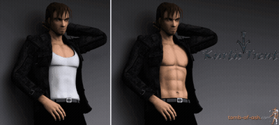 Man In Black Jacket And White Tank Top With Tomb-Of-Ash Logo GIF