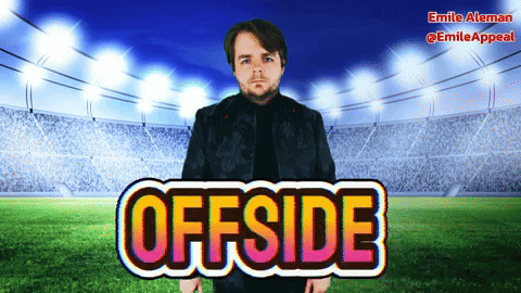 Man In Black Jacket At Stadium With Offside GIF
