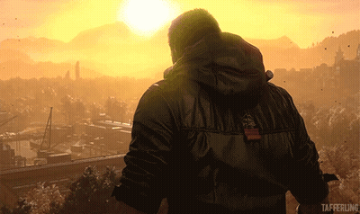 Man In Black Jacket At Sunset With Taffering GIF