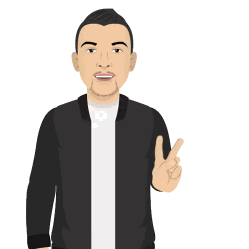 Man In Black Jacket Giving Peace Sign Sticker