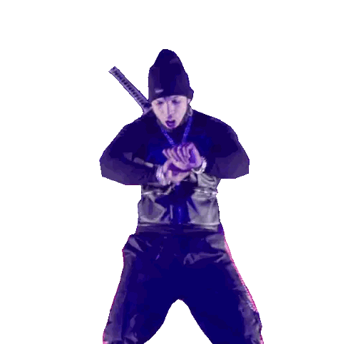 Man In Black Jacket Holding Sword Sticker