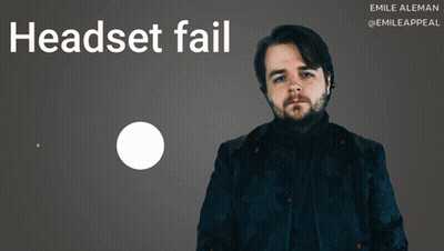Man In Black Jacket In Front Of Headset Fail Sign GIF