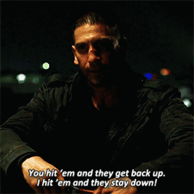 Man In Black Jacket Saying You Hit Em And They Stay Down GIF