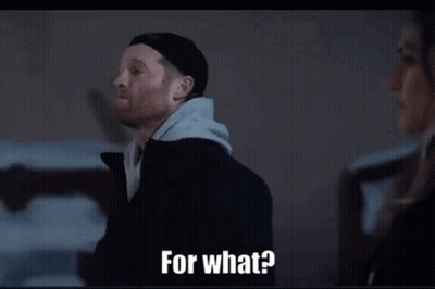 Man In Black Jacket Says For What GIF