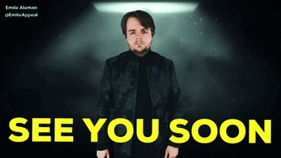 Man In Black Jacket Standing Before See You Soon Sign GIF